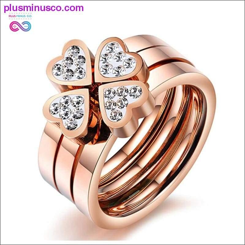 Plus Minus Co Unique 3-in-1 Heart Rings For Women Surgical Steel Nickle