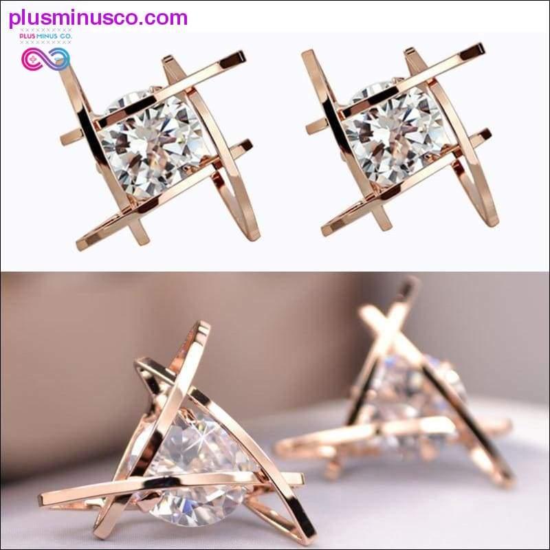 Plus Minus Co Geometric hollow square triangle zircon earrings fashion, Zircon fashion earrings, Gold and Silver Colors, Square and Triangle, Minimalist
