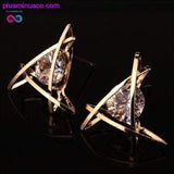 Plus Minus Co Geometric hollow square triangle zircon earrings fashion, Zircon fashion earrings, Gold and Silver Colors, Square and Triangle, Minimalist, view 2