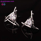 Plus Minus Co Geometric hollow square triangle zircon earrings fashion, Zircon fashion earrings, Gold and Silver Colors, Square and Triangle, Minimalist, view 3