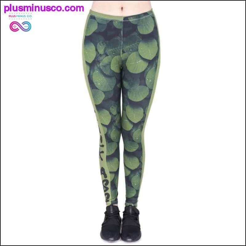 Plus Minus Co New leggins mujer Green Leafs Printing legging fitness