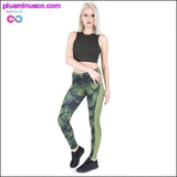 Plus Minus Co New leggins mujer Green Leafs Printing legging fitness, view 4