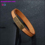 Plus Minus Co New Men Jewelry Punk Brown Braided Leather Bracelet for Men, view 4