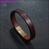 Plus Minus Co New Men Jewelry Punk Brown Braided Leather Bracelet for Men, view 5