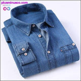 Plus Minus Co New Men's Denim Shirt Fashion Casual Sport Pure 100% Cotton, view 4