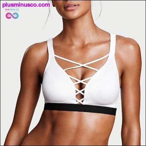 Plus Minus Co New Sexy Strappy Fitness Padded Yoga Sports Bra For Women