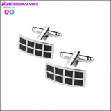 Plus Minus Co New Simple Style Black Rectangle Cufflinks Mens Shirt, view 3