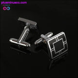 Plus Minus Co New Simple Style Black Rectangle Cufflinks Mens Shirt, view 4