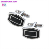 Plus Minus Co New Simple Style Black Rectangle Cufflinks Mens Shirt, view 6