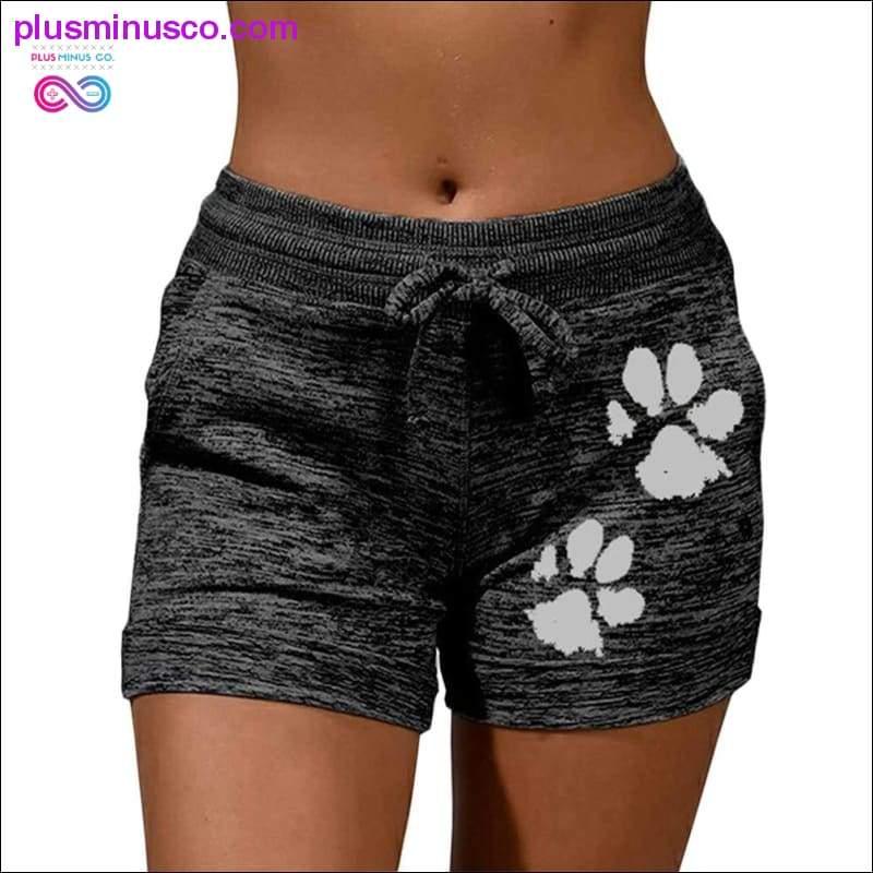 Plus Minus Co Summer Fast Drying Drawstring cat paw print shorts Lace Up