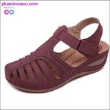 Plus Minus Co Summer Shoes Women Sandals PU Buckle Ladies Retro Sewing, view 2