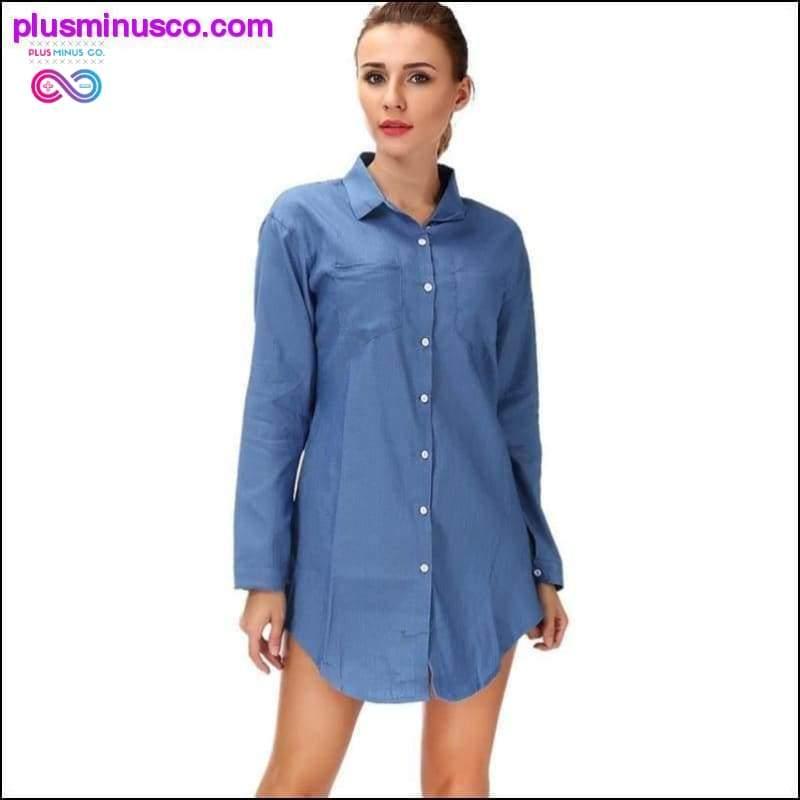 Plus Minus Co New Women Tops Blouse Spring Long-Sleeve Casual Body Denim