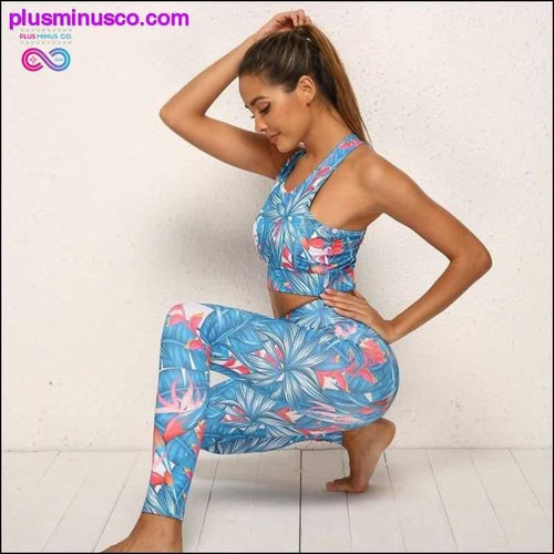 Plus Minus Co Newest Women's Sports Suit Maple Leaf Printed Bottoming Set