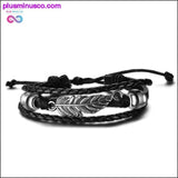 Plus Minus Co Infinity Men Bracelet Genuine Leather Black Hand Chain, view 2