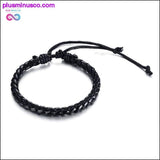 Plus Minus Co Infinity Men Bracelet Genuine Leather Black Hand Chain, view 4