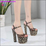 Plus Minus Co Night Club Walk Show Leopard Print 17cm High Heel Sandals, view 2