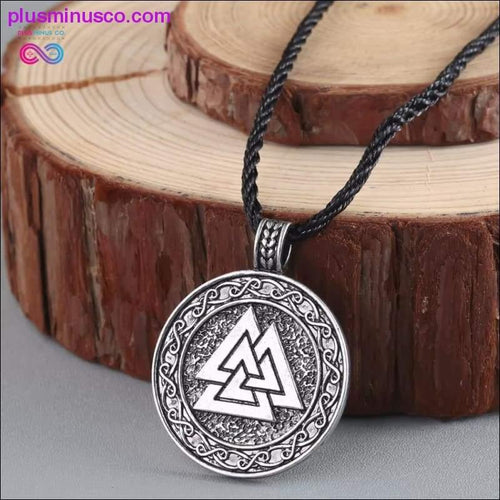 Plus Minus Co Norse Vikings Pendant Necklace Valknut Symbol of Odin