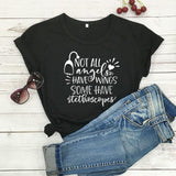 Plus Minus Co Not All Angels Have Wings Graphic Funny Women's T-Shirt Summer Casual 100%Cotton Short Sleeve tops tee Gift For Nurse White angel Gift, view 5