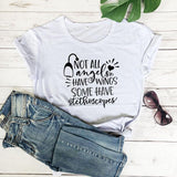 Plus Minus Co Not All Angels Have Wings Graphic Funny Women's T-Shirt Summer Casual 100%Cotton Short Sleeve tops tee Gift For Nurse White angel Gift, view 6