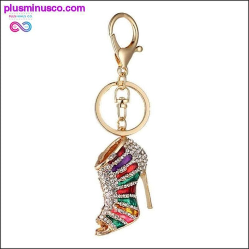 Plus Minus Co Novelty Crystal High Heel Shoe Keychain Alloy for Women