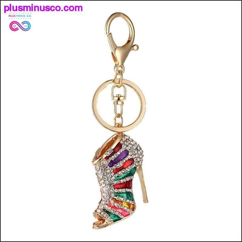 Plus Minus Co Novelty Crystal High Heel Shoe Keychain Alloy for Women