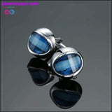 Plus Minus Co Novelty Luxury Blue white Cufflinks for Mens Brand High, view 4