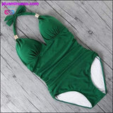 Plus Minus Co One Piece Swimsuit Women Solid Bathing Suit Halter Bodysuit, view 2