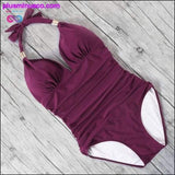 Plus Minus Co One Piece Swimsuit Women Solid Bathing Suit Halter Bodysuit, view 3