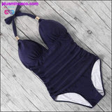 Plus Minus Co One Piece Swimsuit Women Solid Bathing Suit Halter Bodysuit, view 6