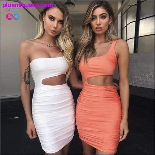 Plus Minus Co One Shoulder Sexy Bodycon Dress Cut Out Sheath Mini Short