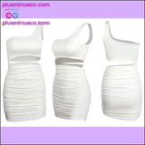 Plus Minus Co One Shoulder Sexy Bodycon Dress Cut Out Sheath Mini Short, view 2