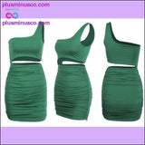 Plus Minus Co One Shoulder Sexy Bodycon Dress Cut Out Sheath Mini Short, view 3