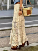 Plus Minus Co Openwork Crochet Maxi Skirt, view 2