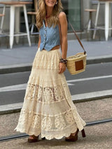 Plus Minus Co Openwork Crochet Maxi Skirt, view 3