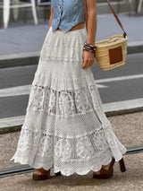 Plus Minus Co Openwork Crochet Maxi Skirt, view 4