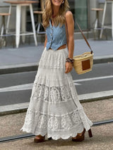 Plus Minus Co Openwork Crochet Maxi Skirt, view 5