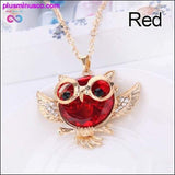 Plus Minus Co Owl Design Rhinestones Crystal Pendant Necklace ||, view 2