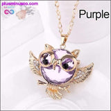 Plus Minus Co Owl Design Rhinestones Crystal Pendant Necklace ||, view 3