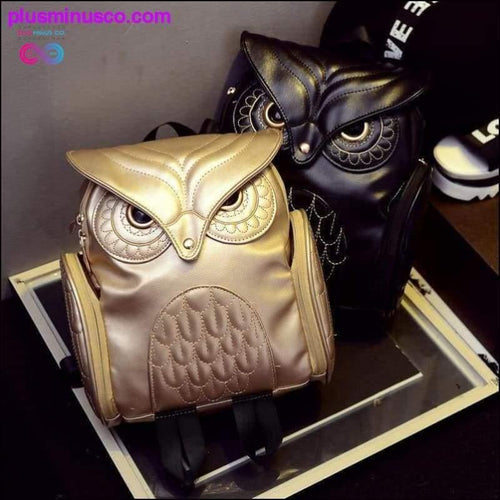 Plus Minus Co Owl shape PU leather school bags