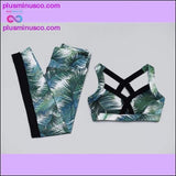 Plus Minus Co Pad Two Piece Yoga Set Leaf Print Set Women Fitness, view 2
