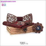Plus Minus Co Paisley Wooden Bow Tie Handkerchief Set Men's Plaid Bowtie, view 2