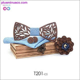 Plus Minus Co Paisley Wooden Bow Tie Handkerchief Set Men's Plaid Bowtie, view 4