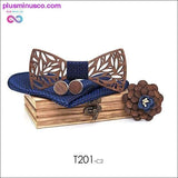 Plus Minus Co Paisley Wooden Bow Tie Handkerchief Set Men's Plaid Bowtie, view 6
