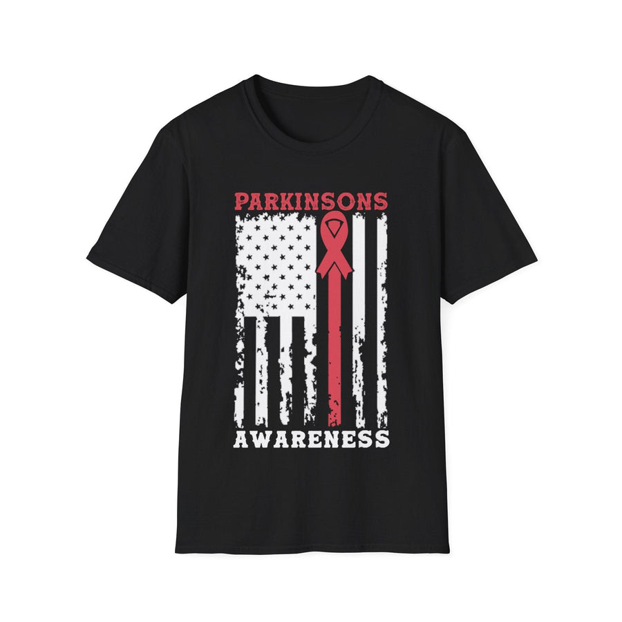 Plus Minus Co Parkinson's Awareness American Flag T-Shirts, Parkinson's Disease Awareness ,Parkinson's Awareness Gift Warrior, Parkinson's Silver Ribbon