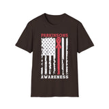 Plus Minus Co Parkinson's Awareness American Flag T-Shirts, Parkinson's Disease Awareness ,Parkinson's Awareness Gift Warrior, Parkinson's Silver Ribbon, view 3