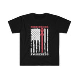 Plus Minus Co Parkinson's Awareness American Flag T-Shirts, Parkinson's Disease Awareness ,Parkinson's Awareness Gift Warrior, Parkinson's Silver Ribbon, view 2
