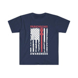 Plus Minus Co Parkinson's Awareness American Flag T-Shirts, Parkinson's Disease Awareness ,Parkinson's Awareness Gift Warrior, Parkinson's Silver Ribbon, view 5