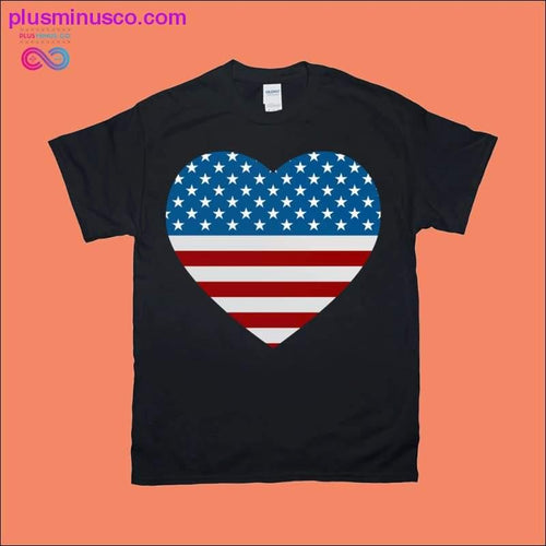 Plus Minus Co Patriotic Heart American Flag T-Shirts