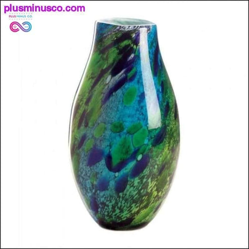 Plus Minus Co Peacock Inspired Art Glass Vase