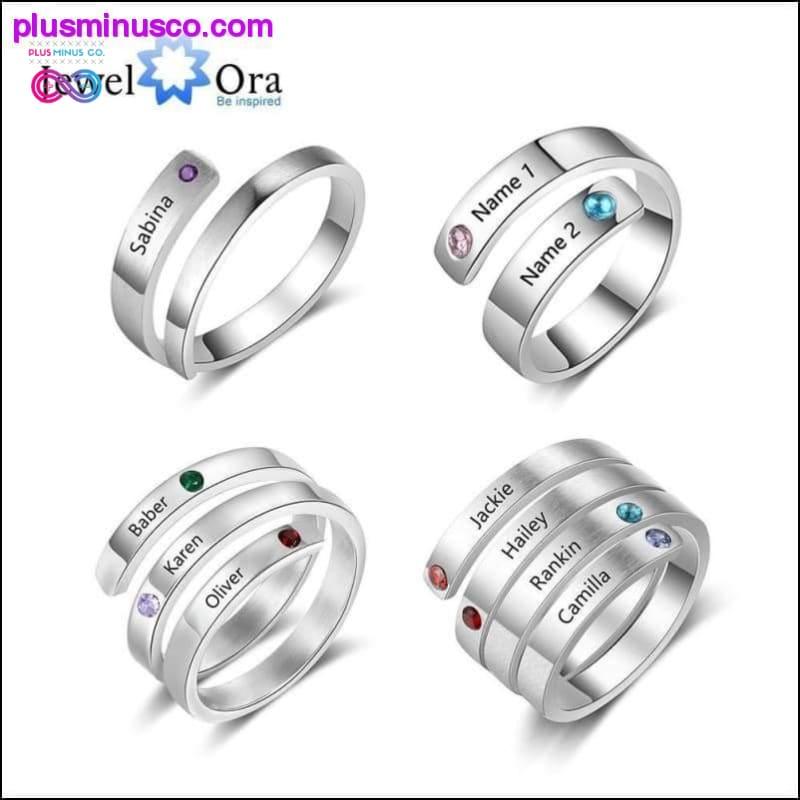 Plus Minus Co Personalized Mothers Rings Custom Name Birthstone Rings for